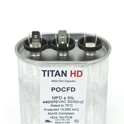 Packard POCFD455A Titan Hd Run Capacitor 45+5 Mfd 440/370 Volt Oval