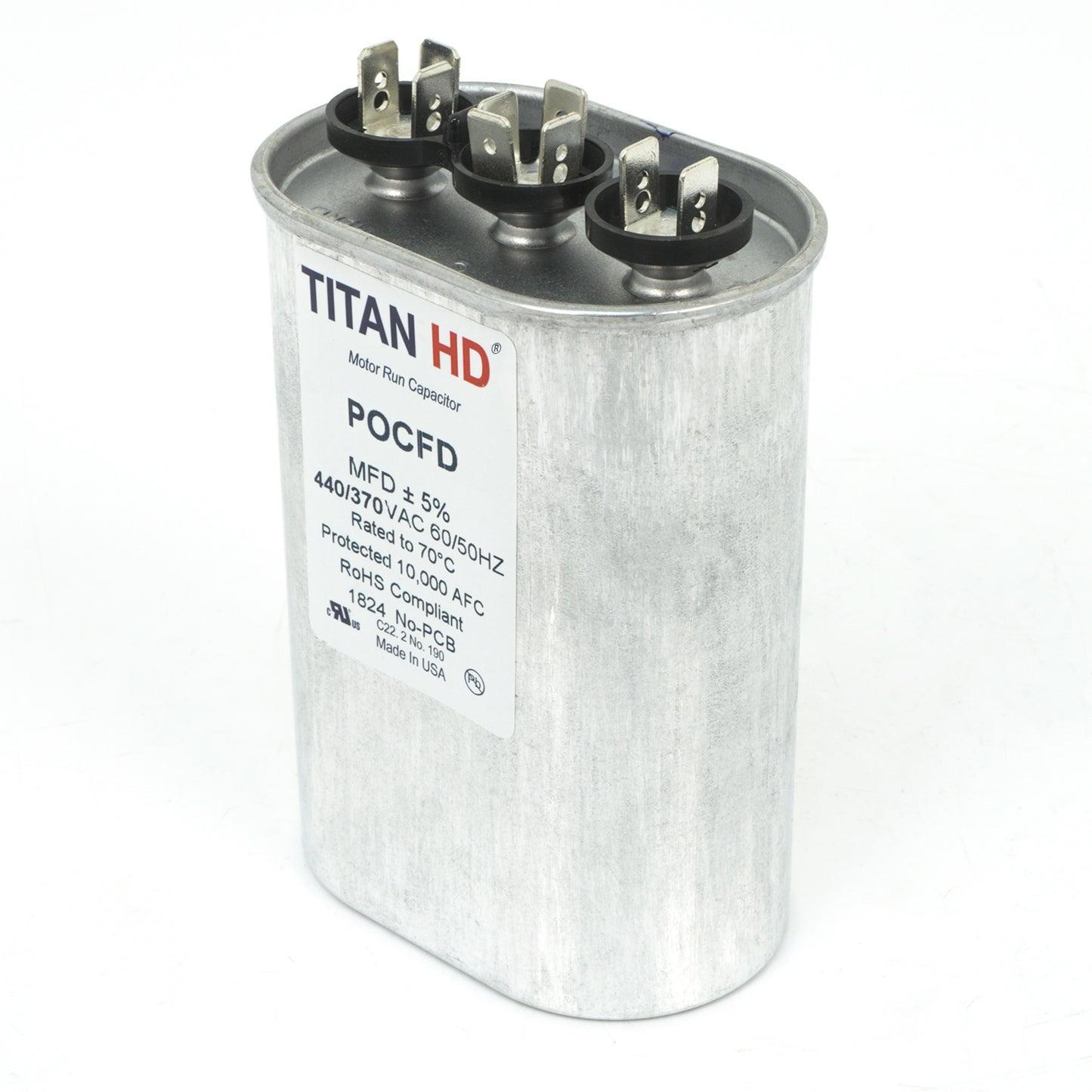 Packard POCFD405A Titan Hd Run Capacitor 40+5 Mfd 440/370 Volt Oval