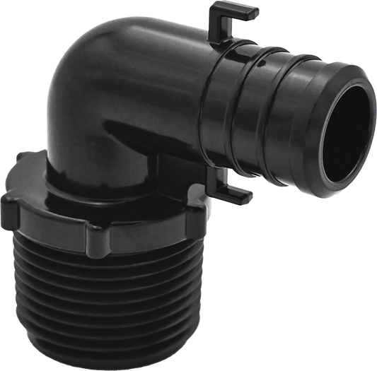 Legend Valves 461-025 3/4" x 3/4" PPSU Plastic Crimp/Cinch PEX x MNPT Reducing 90° Elbow