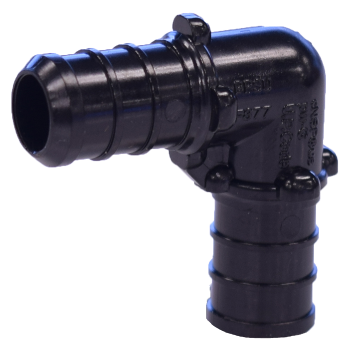 Legend Valves 461-109 3/4" x 1/2" PPSU Plastic Crimp/Cinch PEX 90° Reducing Elbow
