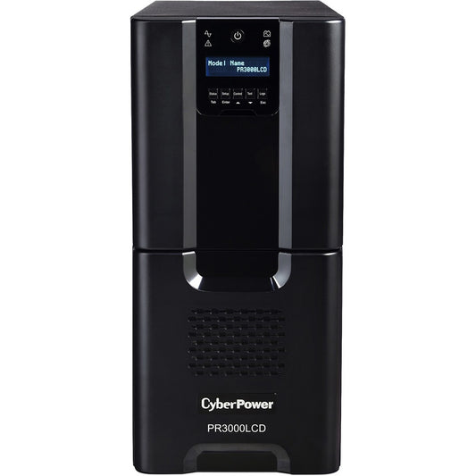 CyberPower Smart App Sinewave PR3000LCD 3000VA Pure Sine Wave Tower LCD UPS - 3000VA/2700W - Tower - 6 Minute Full Load - 8 x NEMA 5-15R - Battery/Surge-protected, 2 x NEMA 5-20R - Battery/Surge-protected