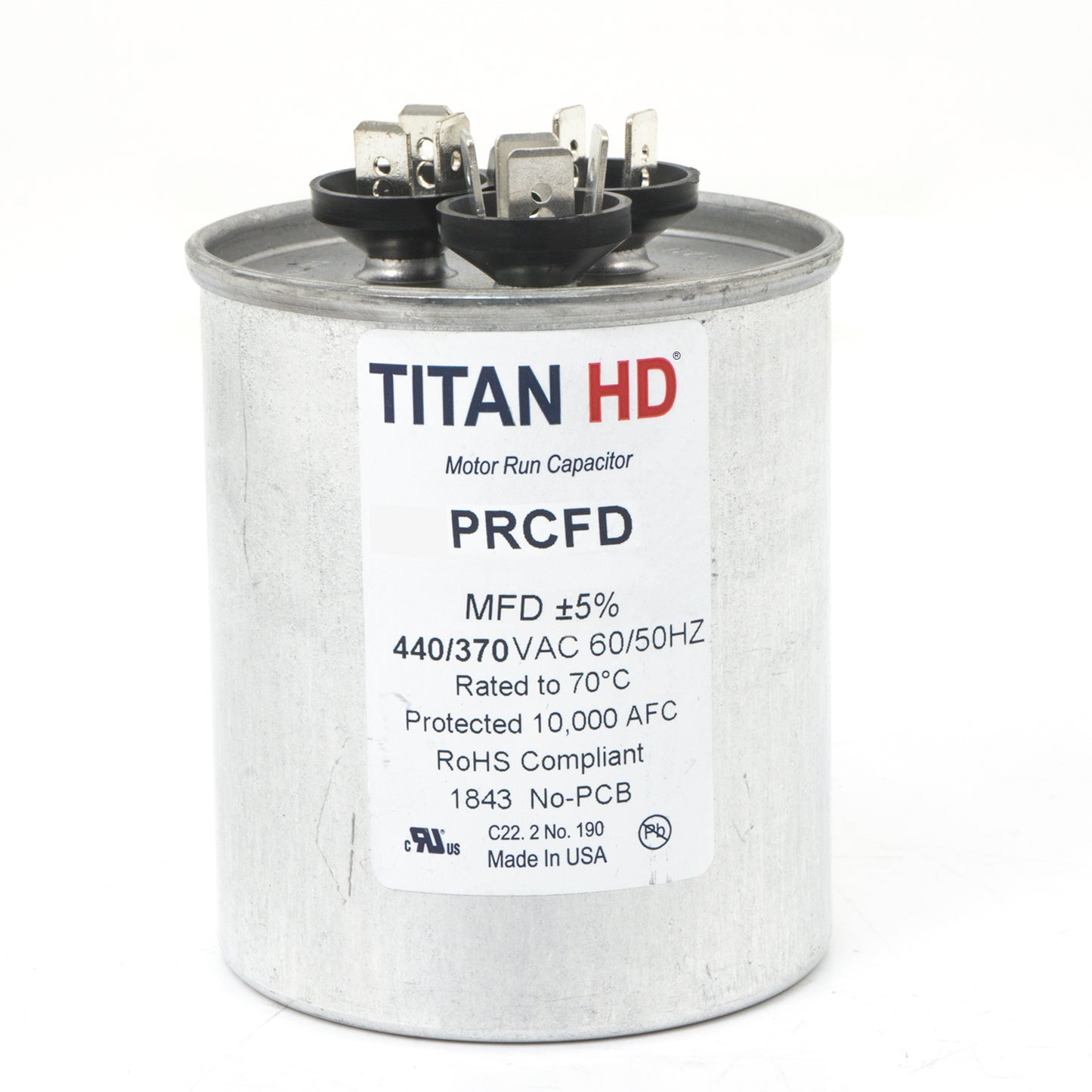 Packard PRCFD605A Titan Hd Run Capacitor 60+5 Mfd 440/370 Volt Round