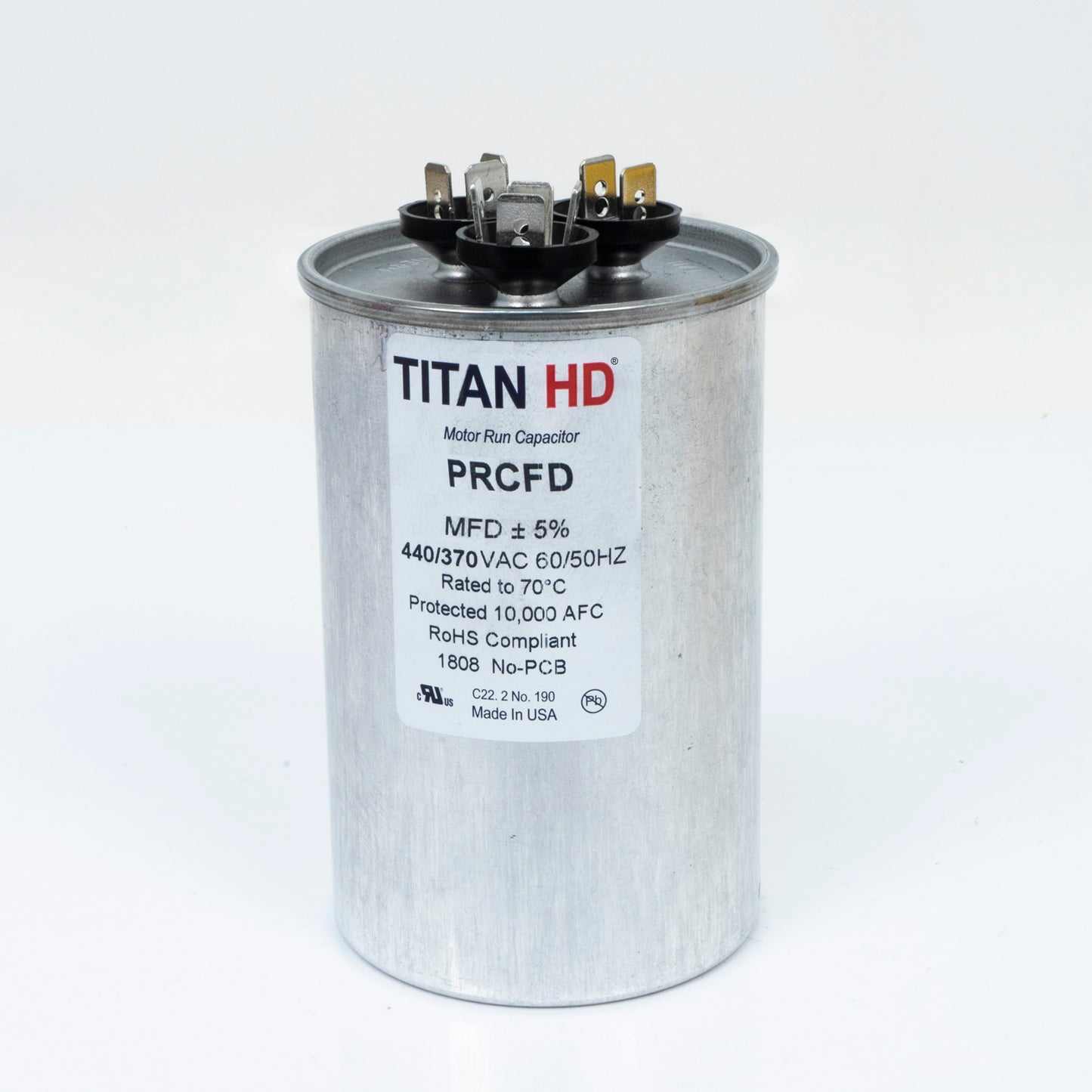 Packard PRCFD7010A Titan Hd Run Capacitor 70+10 Mfd 440/370 Volt Round