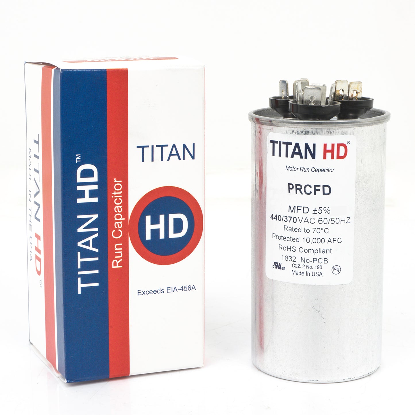 Packard PRCFD403A Titan Hd Run Capacitor 40+3 Mfd 440/370 Volt Round