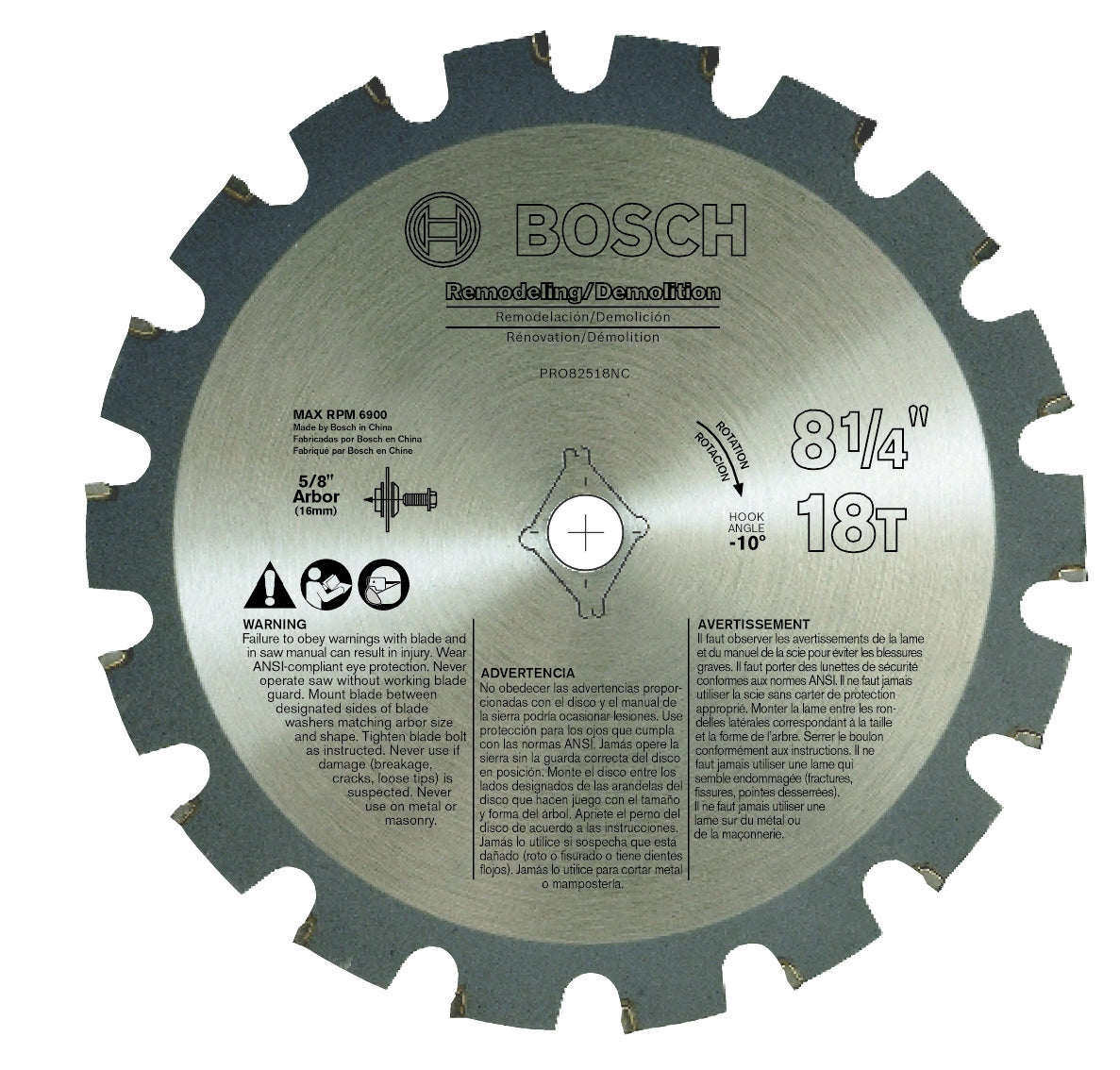 Bosch PRO82518NC 8 1/4" 18T Nail Cut Blade