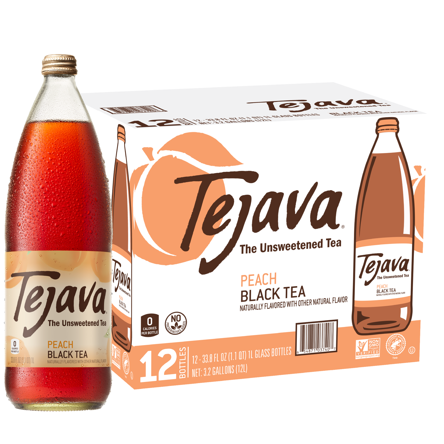 Tejava CWG40132PL Peach Black Tea Bottle