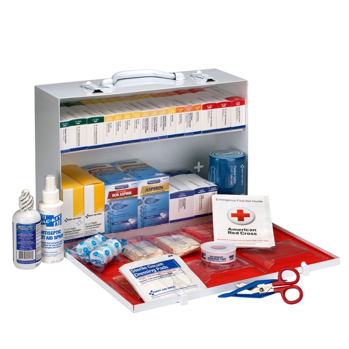 First Aid Only 90573 2 Shelf First Aid ANSI 2015 Class B+ Metal Cabinet, with Meds