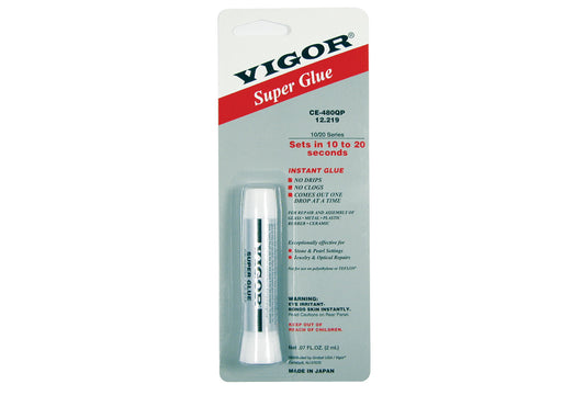 Grobet USA® 12.219 Vigor Super Glue 10/20 Series, 2 Gram Tube, EA