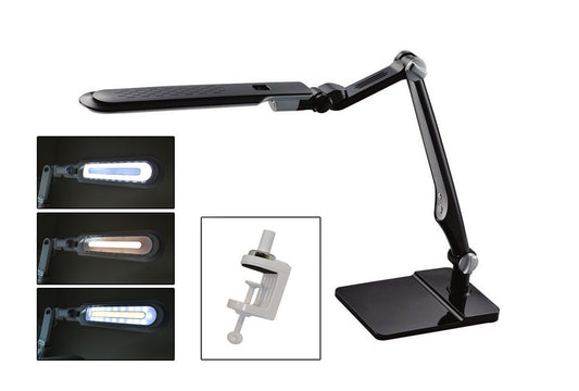 Grobet USA® 13.127 Black Led Double-REAch Lamp With Clamp, EA