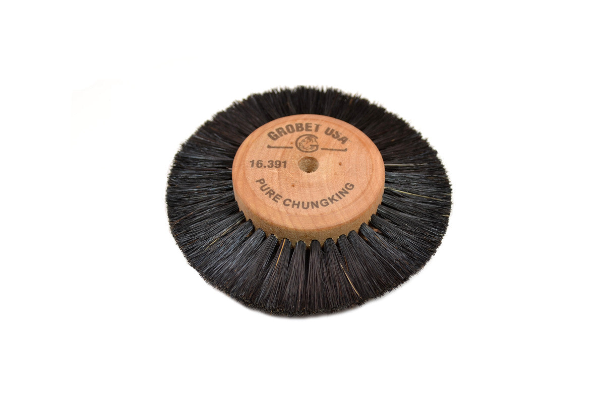 Grobet USA® 16.391 Wood Hub Brush, 3 Rows Of Bristle, 3-1/2″ Overall Diameter, EA