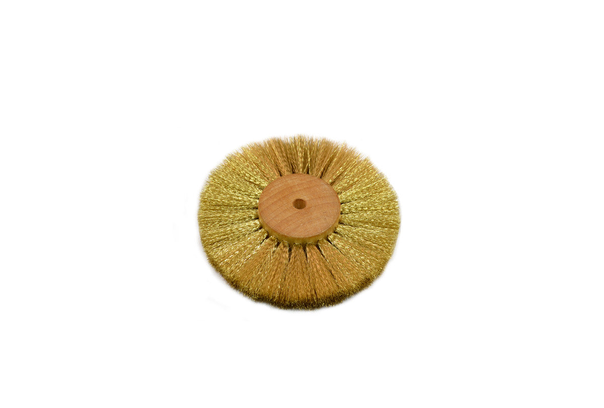 Grobet USA® 16.441 Crimped Brass Wire Brush, 2 Rows Of Wire, 4″ Diameter, EA