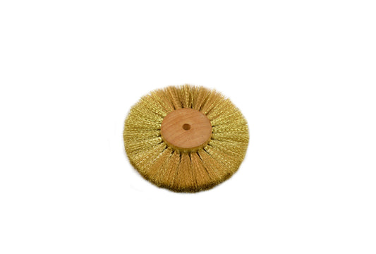 Grobet USA® 16.441 Crimped Brass Wire Brush, 2 Rows Of Wire, 4″ Diameter, EA