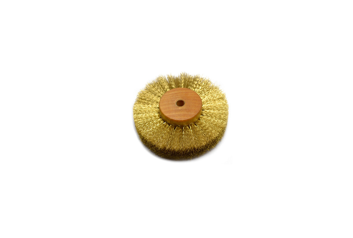 Grobet USA® 16.443 Crimped Brass Wire Brush, 3 Rows Of Wire, 3″ Diameter, EA