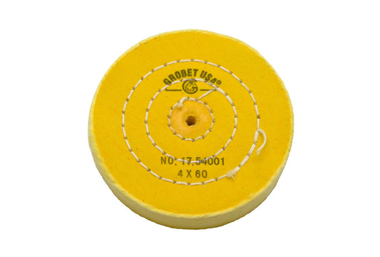 Grobet USA® 17.54001 Yellow Chemkote Buff, 4″ X 60 Ply, Shellac Center, EA
