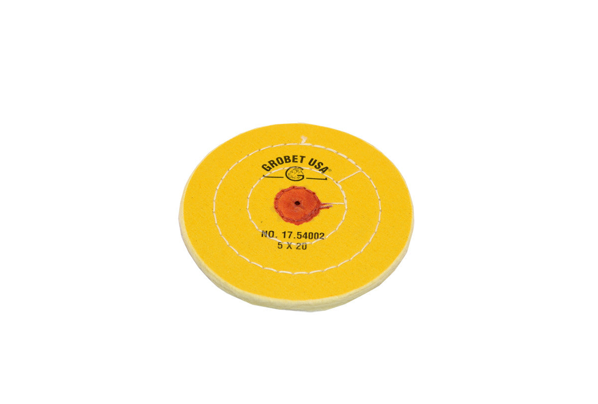 Grobet USA® 17.54002 Yellow Chemkote Buff, 5″ X 20 Ply, Shellac Center, EA