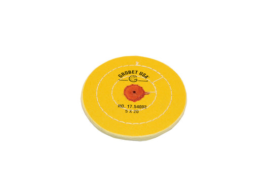 Grobet USA® 17.54002 Yellow Chemkote Buff, 5″ X 20 Ply, Shellac Center, EA