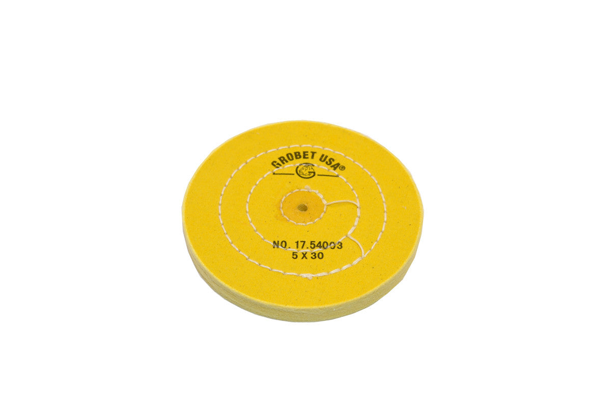 Grobet USA® 17.54003 Yellow Chemkote Buff, 5″ X 30 Ply, Shellac Center, EA