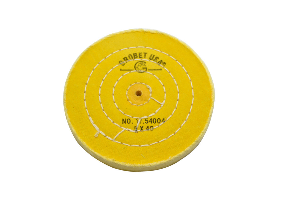 Grobet USA® 17.54004 Yellow Chemkote Buff, 5″ X 40 Ply, Shellac Center, EA