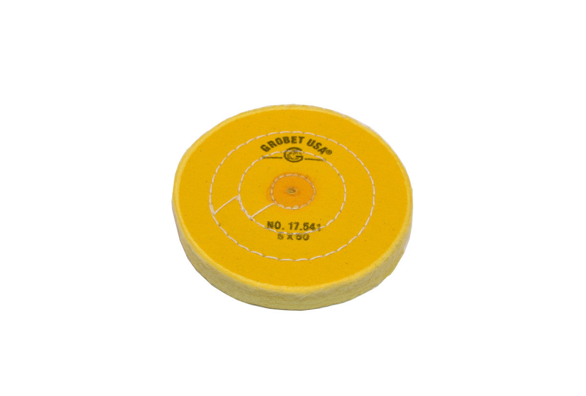 Grobet USA® 17.541 Yellow Chemkote Buff, 5″ X 50 Ply, Shellac Center, EA