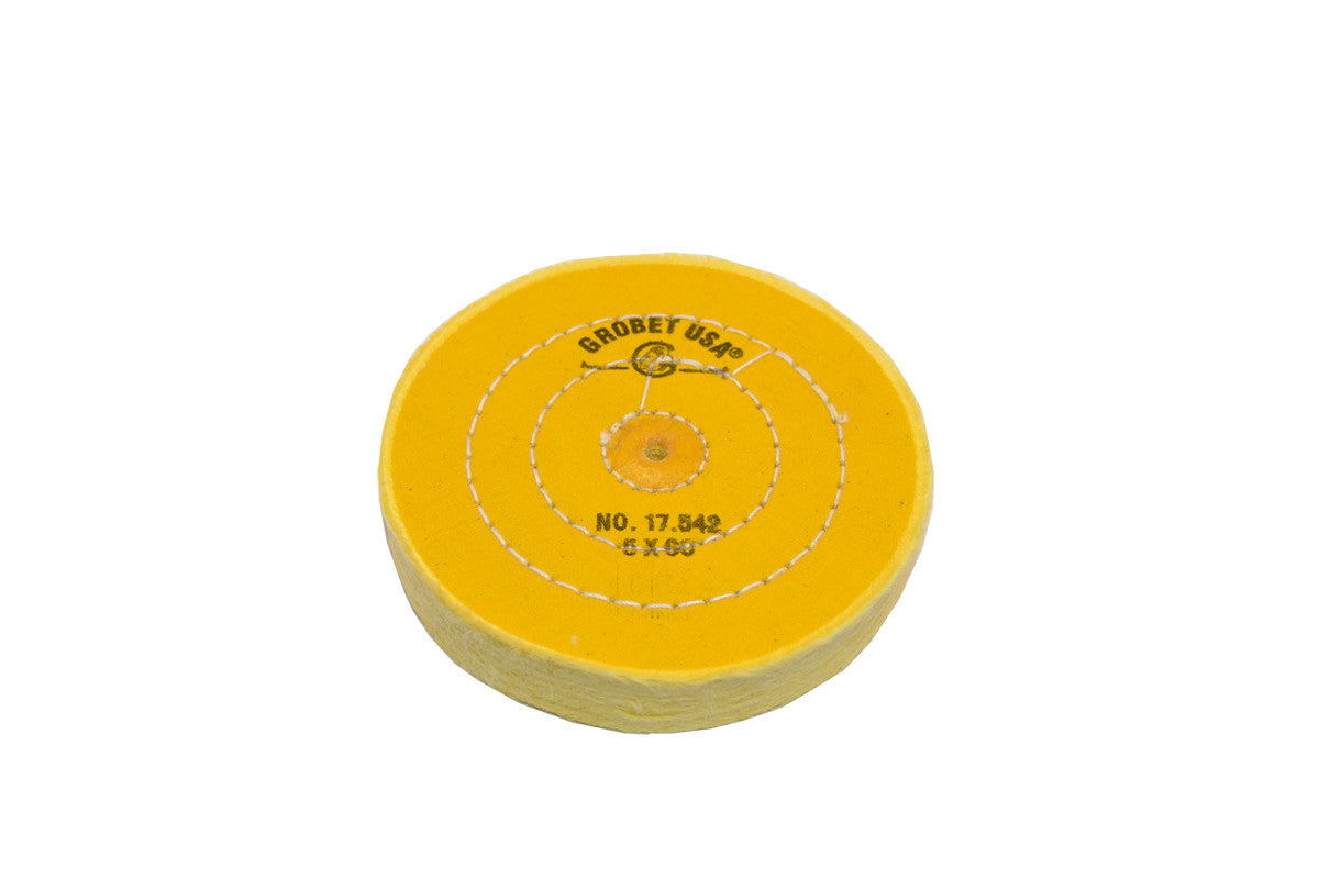 Grobet USA® 17.542 Yellow Chemkote Buff, 5″ X 60 Ply, Shellac Center, EA