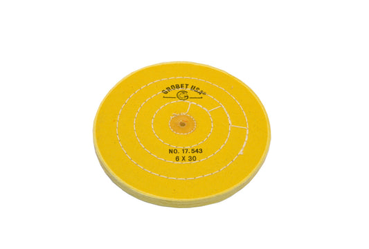 Grobet USA® 17.543 Yellow Chemkote Buff, 6″ X 30 Ply, Shellac Center, EA
