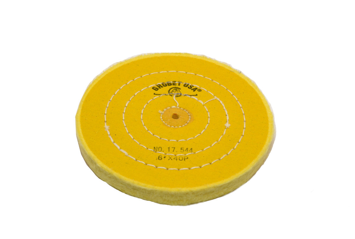 Grobet USA® 17.544 Yellow Chemkote Buff, 6″ X 40 Ply, Shellac Center, EA