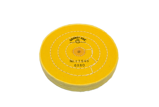 Grobet USA® 17.545 Yellow Chemkote Buff, 6″ X 60 Ply, Shellac Center, EA