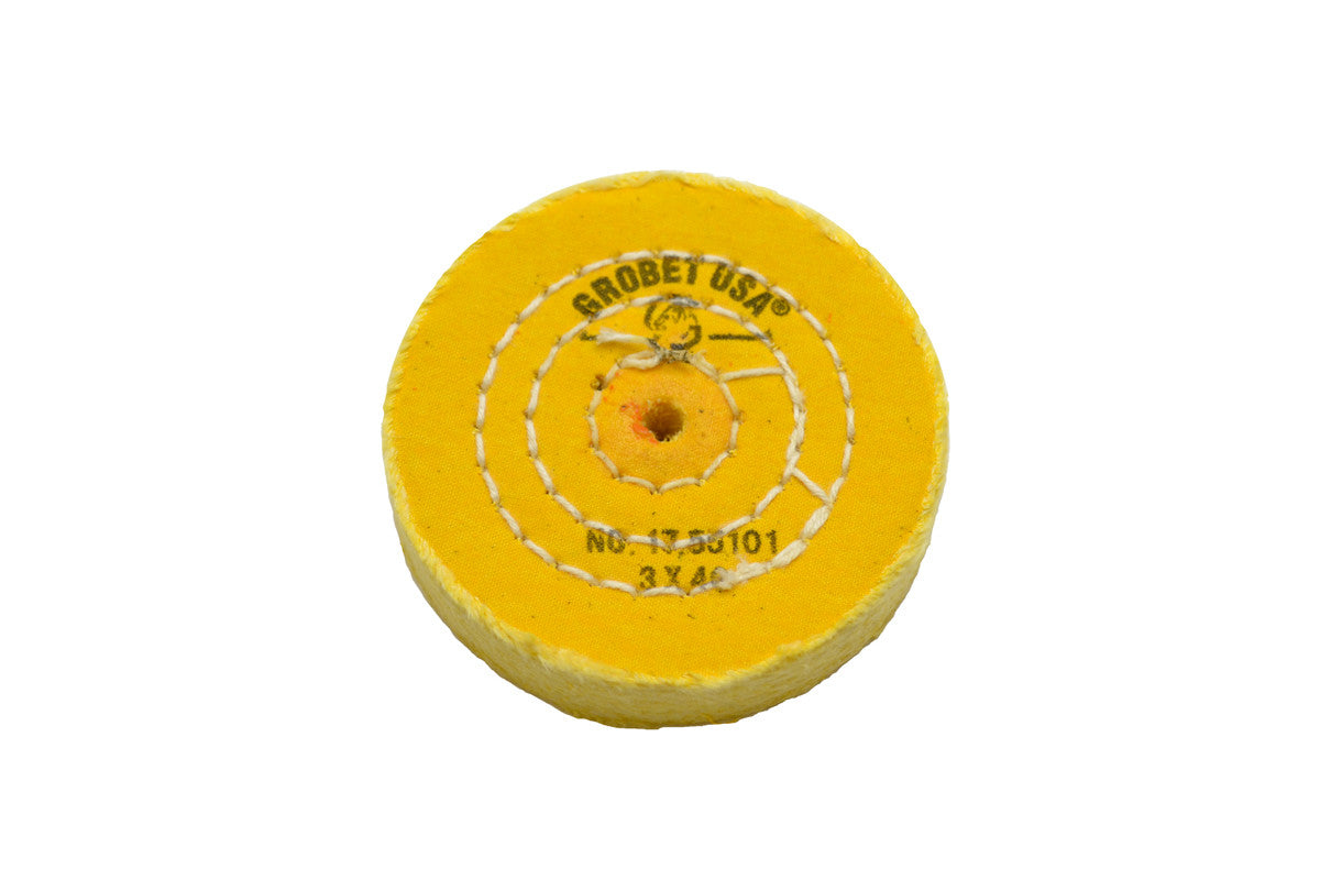 Grobet USA® 17.55101 Yellow Chemkote Buff, 3″ X 40 Ply, Shellac Center, EA