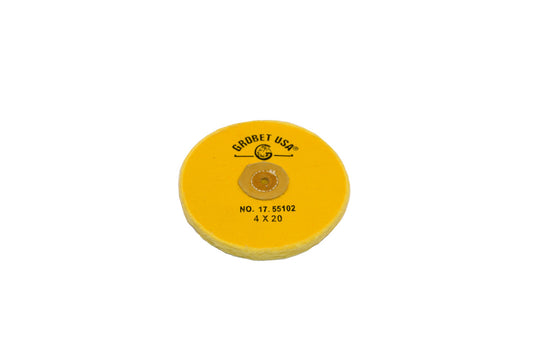 Grobet USA® 17.55102 Yellow Chemkote Buff, 4″ X 20 Ply, LEAther Center, EA