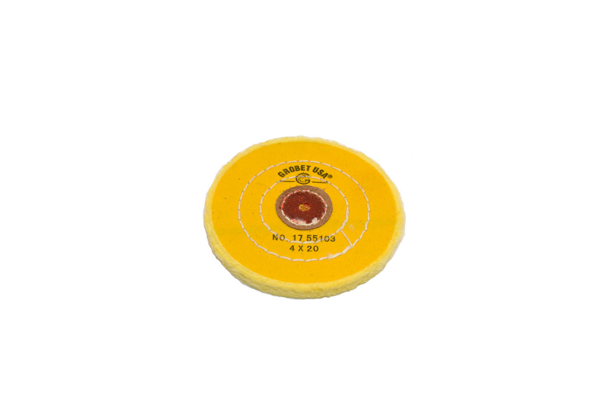 Grobet USA® 17.55103 Yellow Chemkote Buff, 4″ X 20 Ply, LEAther Center, EA