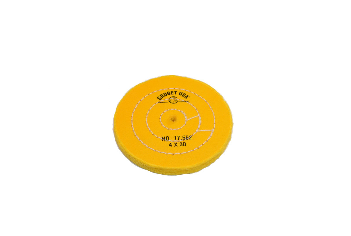 Grobet USA® 17.552 Yellow Chemkote Buff, 4″ X 30 Ply, Shellac Center, EA