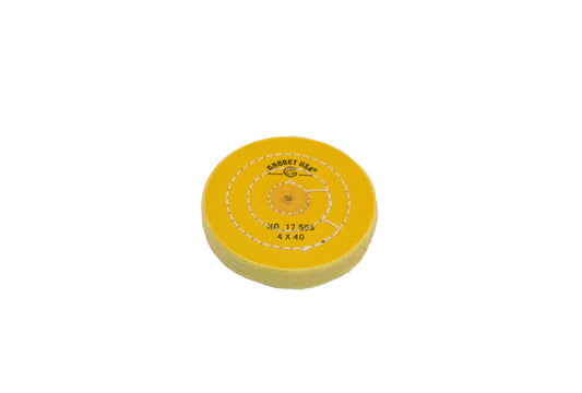Grobet USA® 17.553 Yellow Chemkote Buff, 4″ X 40 Ply, Shellac Center, EA