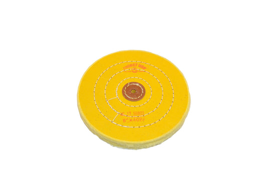 Grobet USA® 17.55603 Yellow Chemkote Buff, 6″ X 40 Ply, LEAther Center, EA