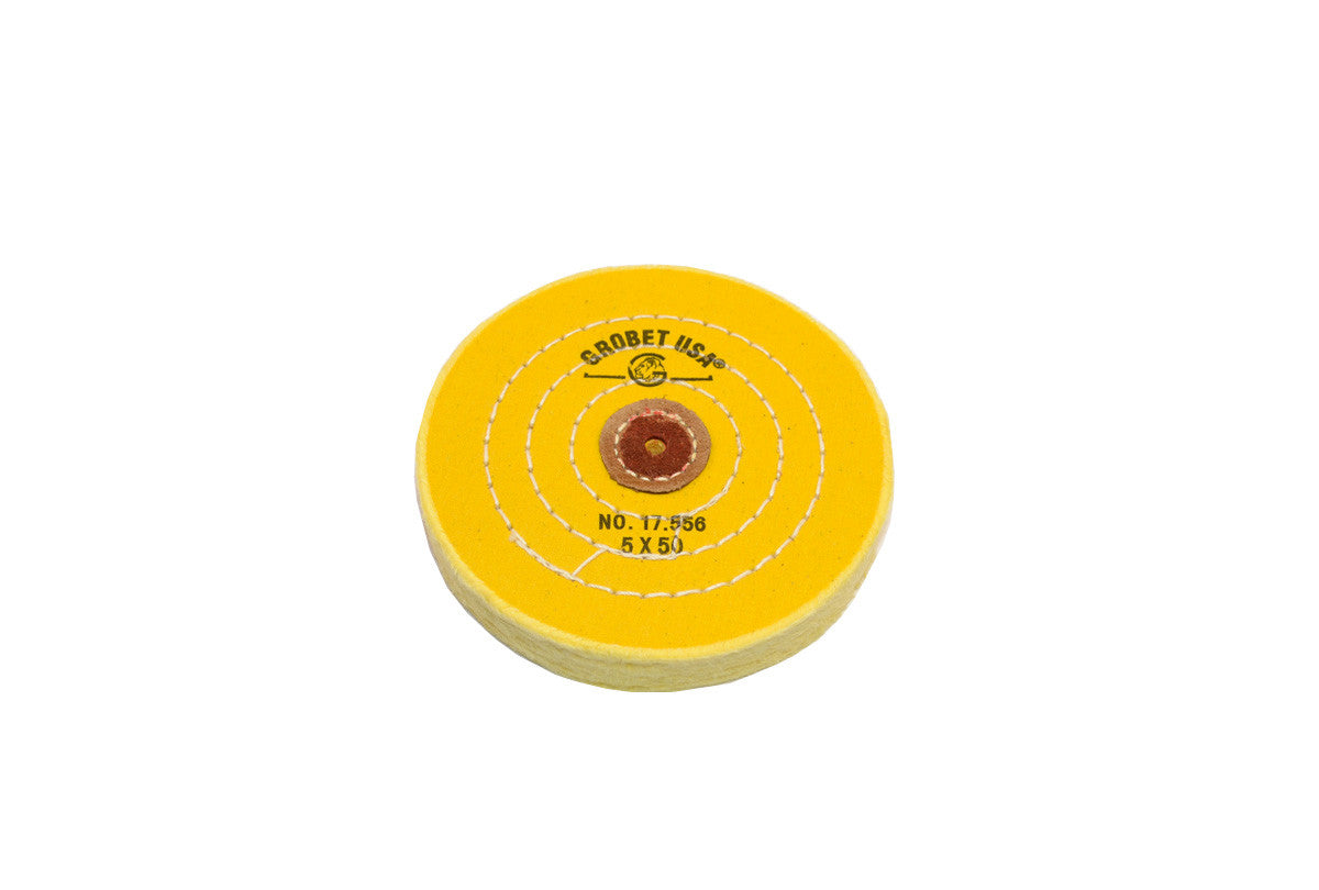 Grobet USA® 17.556 Yellow Chemkote Buff, 5″ X 50 Ply, LEAther Center, EA