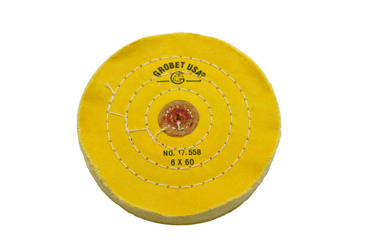 Grobet USA® 17.558 Yellow Chemkote Buff, 6″ X 60 Ply, LEAther Center, EA