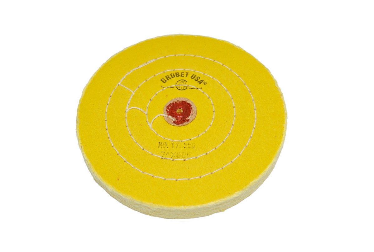 Grobet USA® 17.559 Yellow Chemkote Buff, 7″ X 50 Ply, LEAther Center, EA