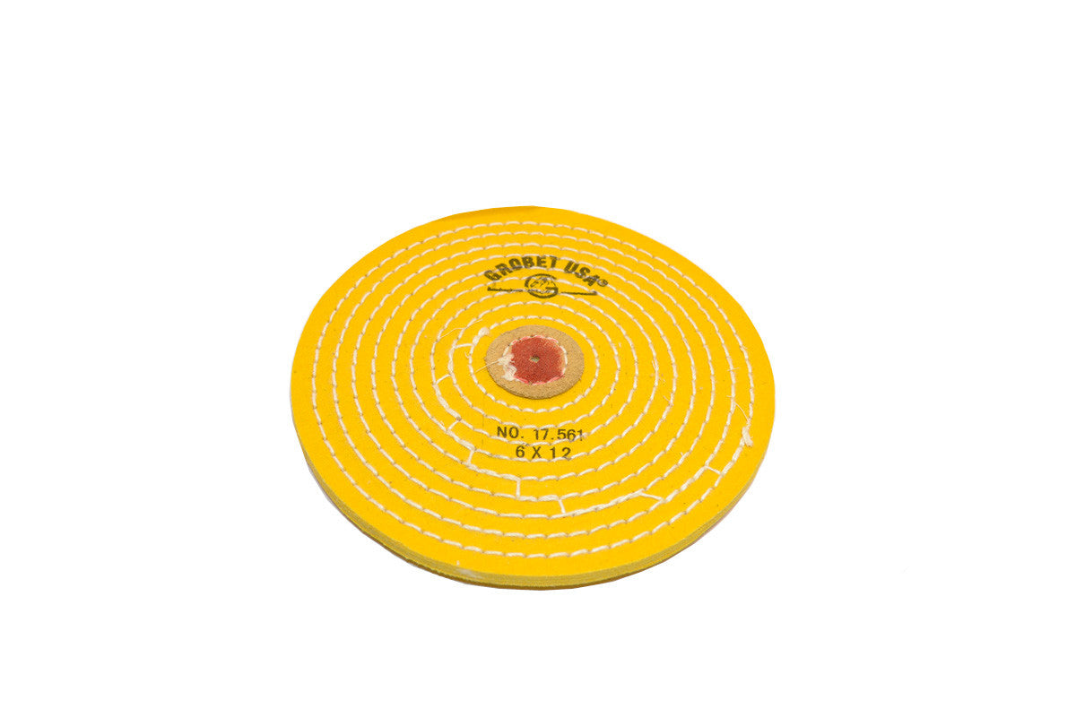 Grobet USA® 17.561 Yellow Chemkote Buff, 6″ X 12 Ply, Knife Edge, EA