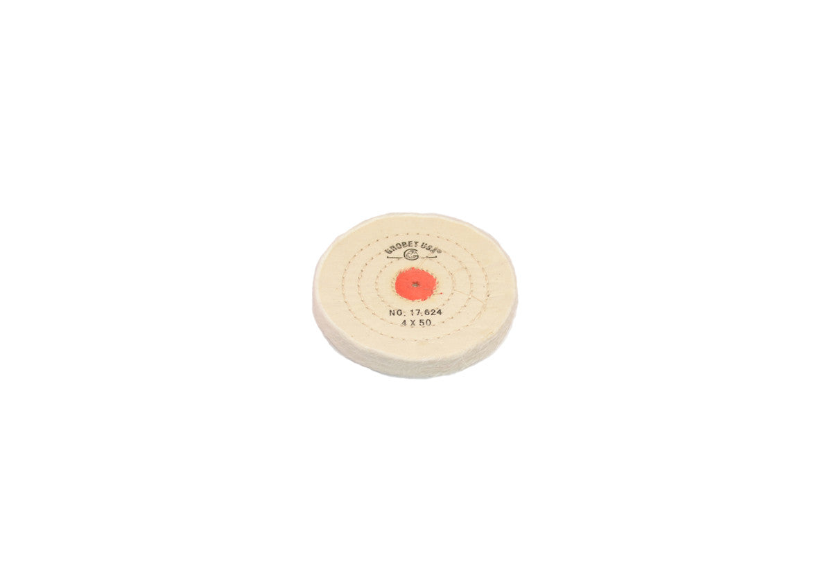 Grobet USA® 17.624 Finex Muslin Buff, 4″ X 50 Ply, Combed With Shellac Center, EA