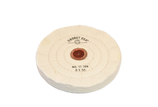Grobet USA® 17.756 Finex Muslin Buff, 6″ X 50 Ply, LEAther Center, EA