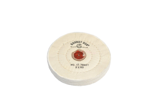 Grobet USA® 17.75901 Finex Muslin Buff, 5″ X 60 Ply, LEAther Center, EA