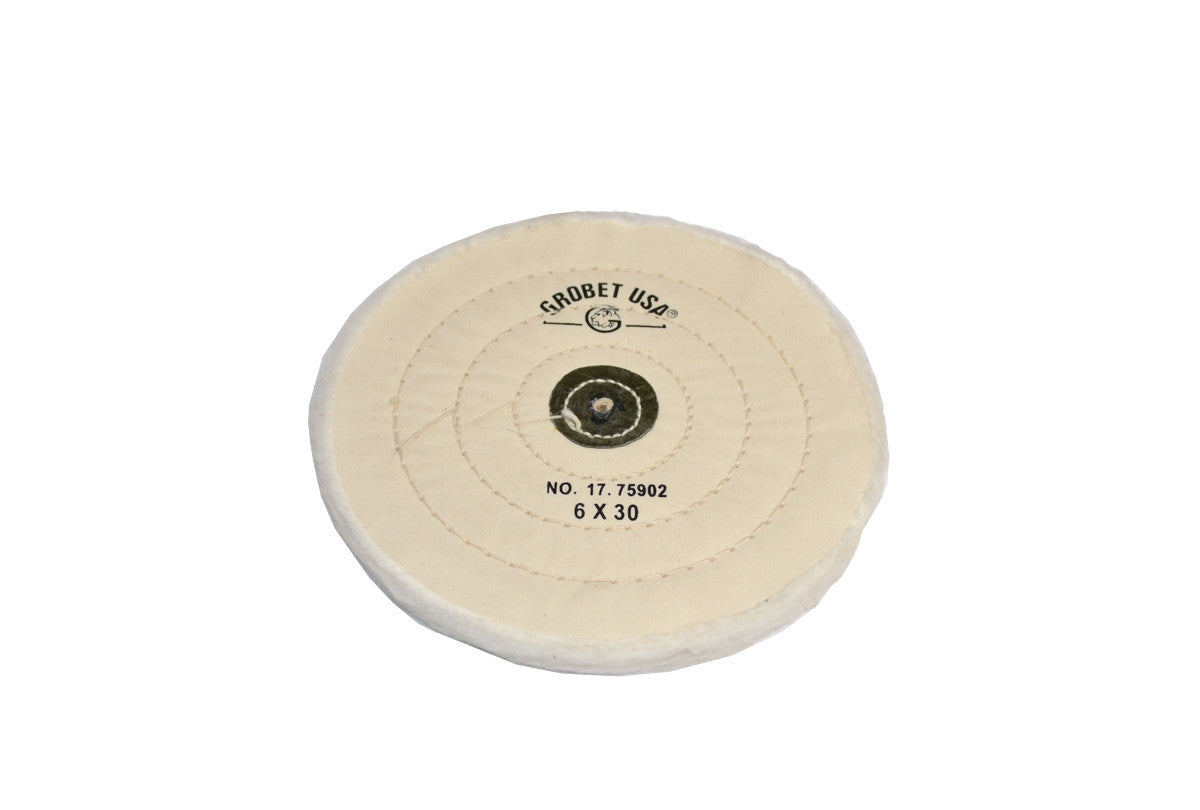 Grobet USA® 17.75902 Finex Muslin Buff, 6″ X 30 Ply, LEAther Center, EA