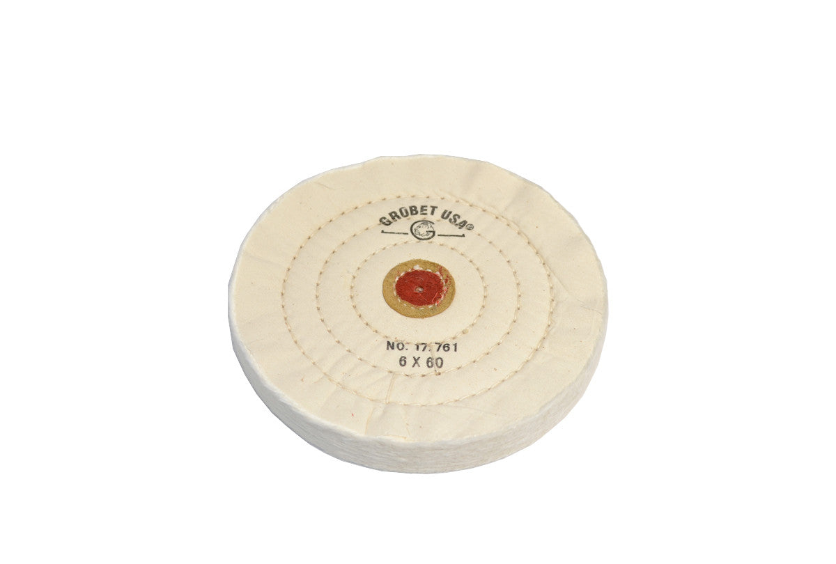 Grobet USA® 17.761 Finex Muslin Buff, 6″ X 60 Ply, LEAther Center, EA