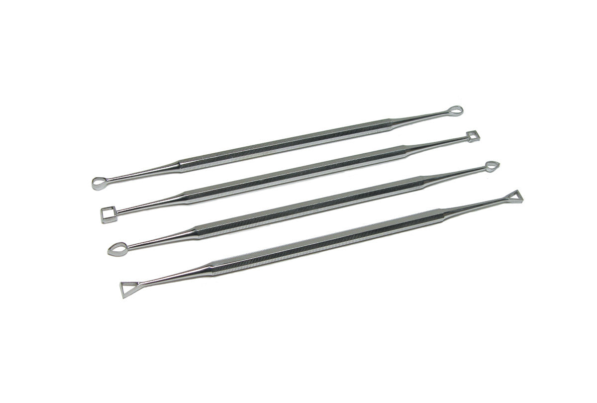 Grobet USA® 21.105 Set Of 4 Spatulas And Carvers, Double Loop Ended, EA