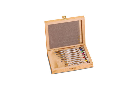 Grobet USA® 52.0905 Set Of Watchmakers’ Screwdrivers In Wood Box, EA