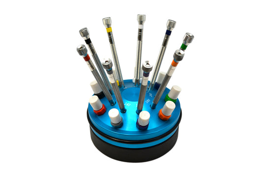 Grobet USA® 52.585 Pro 9-Piece Miniature Screwdriver Set In Rotating Stand, EA
