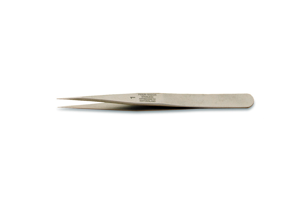Grobet USA® 57.0651 Tweezers, Pattern No. 1, EA