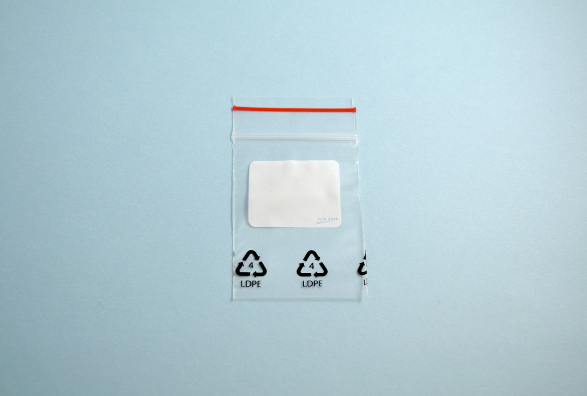 Grobet USA® 61.131 Mini-Grip Zip Bag With White Label Block, 2″ X 3″ , Box Of 1000, EA