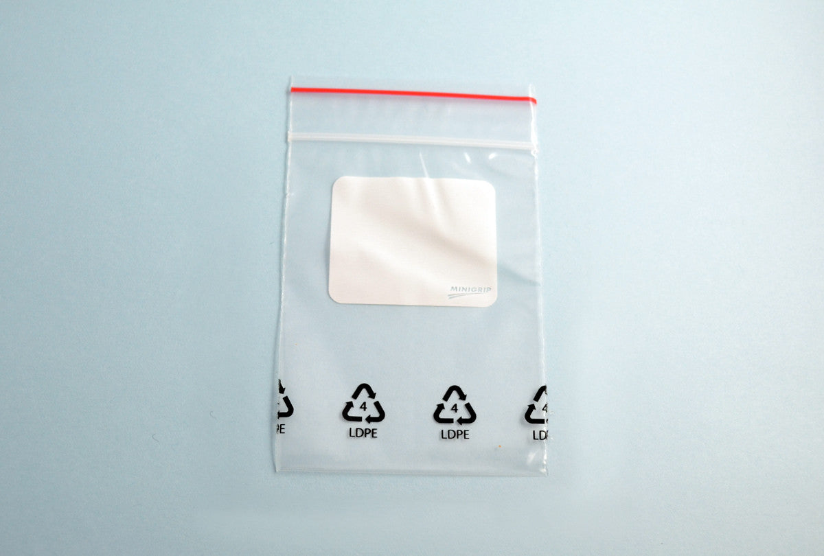 Grobet USA® 61.132 Mini-Grip Zip Bag With White Label Block, 3″ X 4″, Box Of 1000, EA