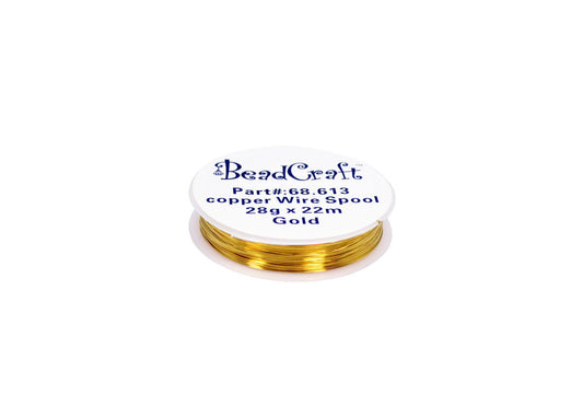 Grobet USA® 68.611 Copper Wire Spool, 24 Gauge, 22M, Gold, EA