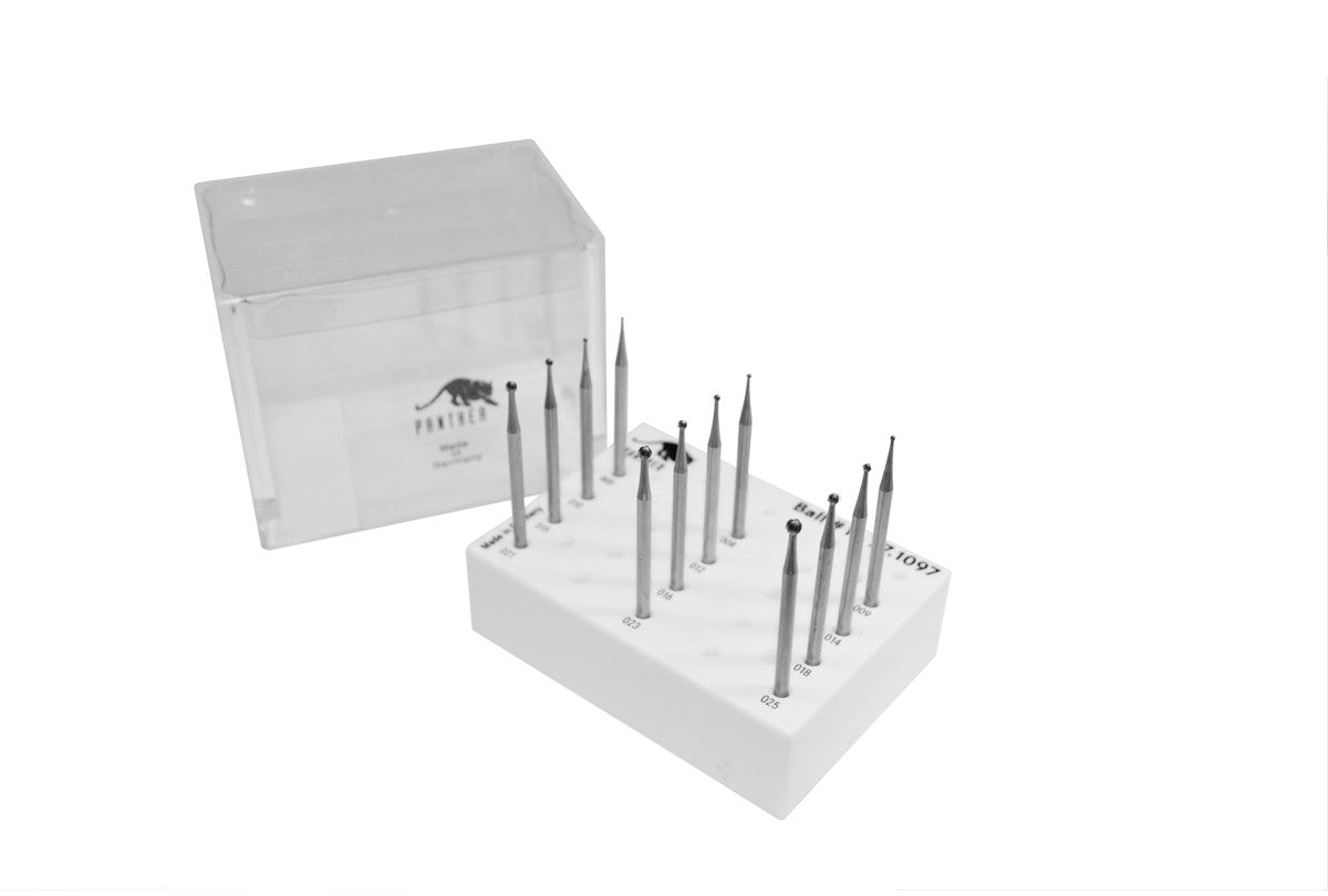 Grobet USA® 77.1097 Panther Burs, Set Of 12, Ball, Fig 1, EA